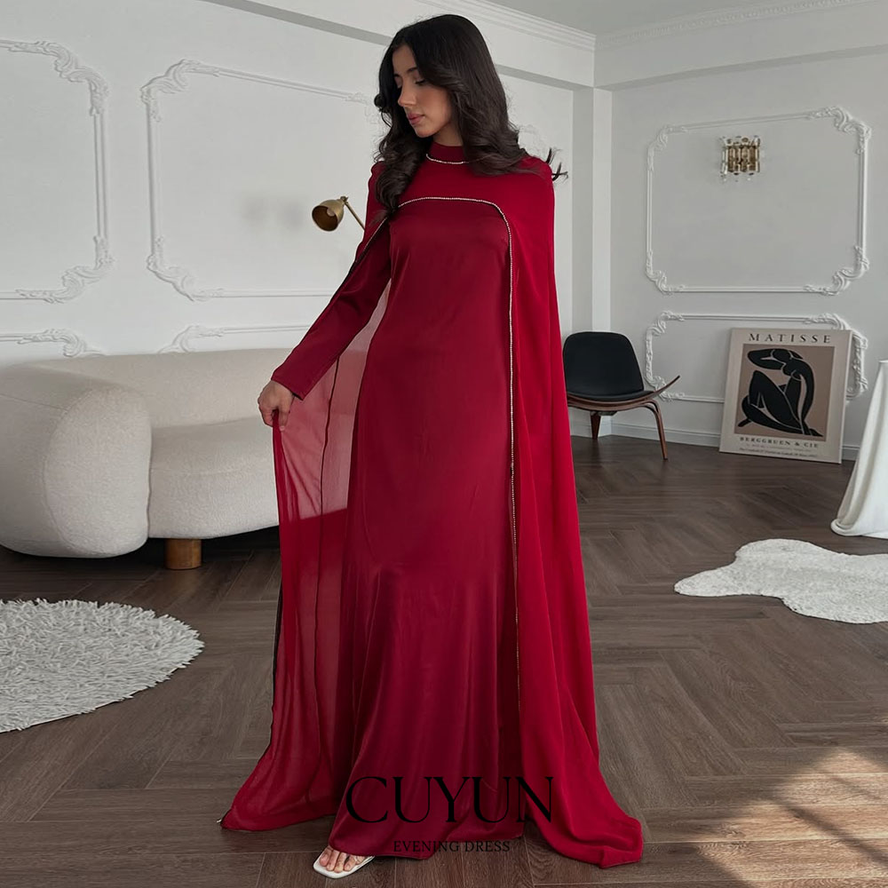 Women Formal Wear Dubai - CUYUN 레드 사우디 여성 이브닝 드레스와