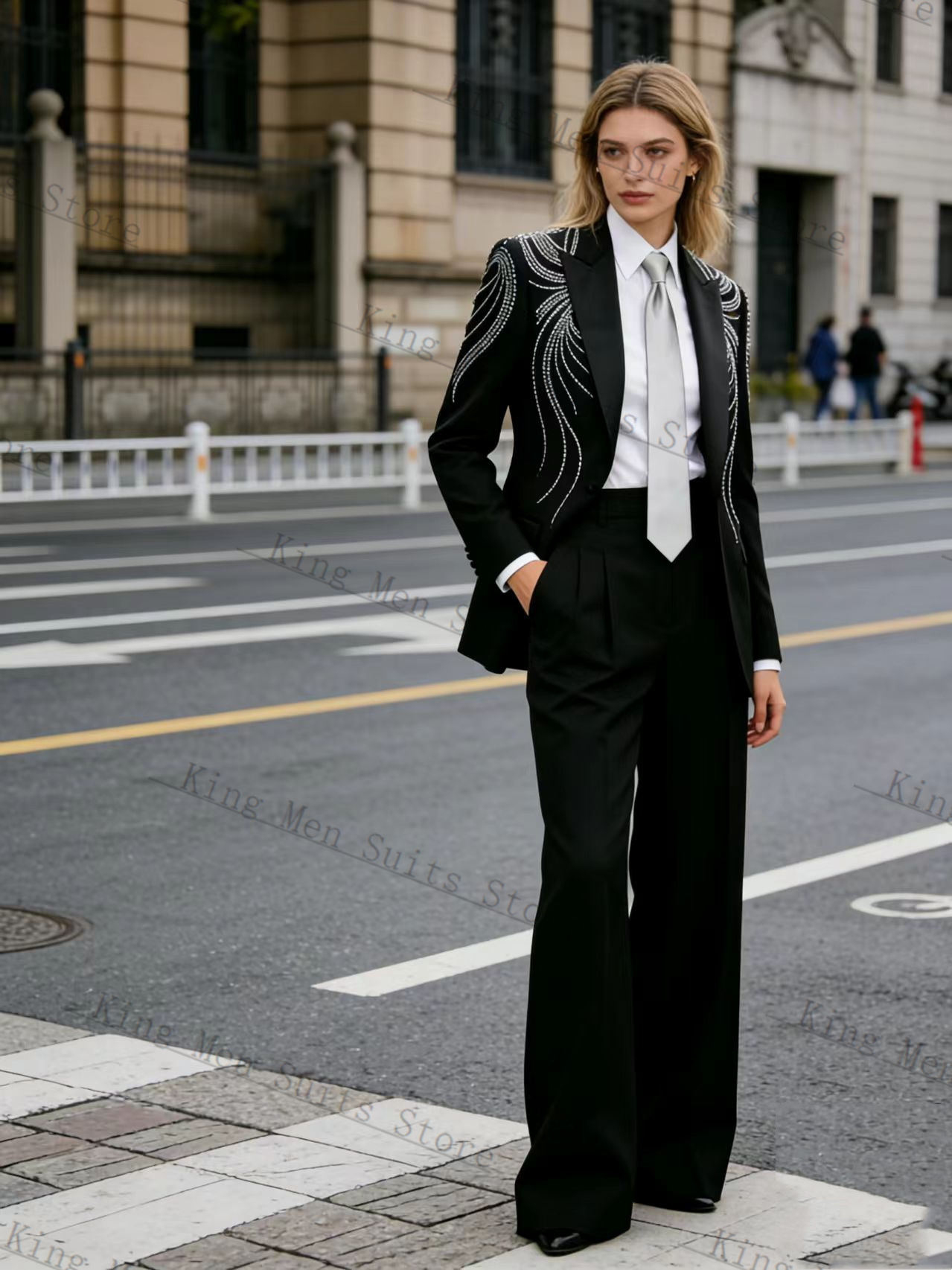Women Formal Wear Black - 흑인 여성 정장 세트 2피스 블레이저+바지