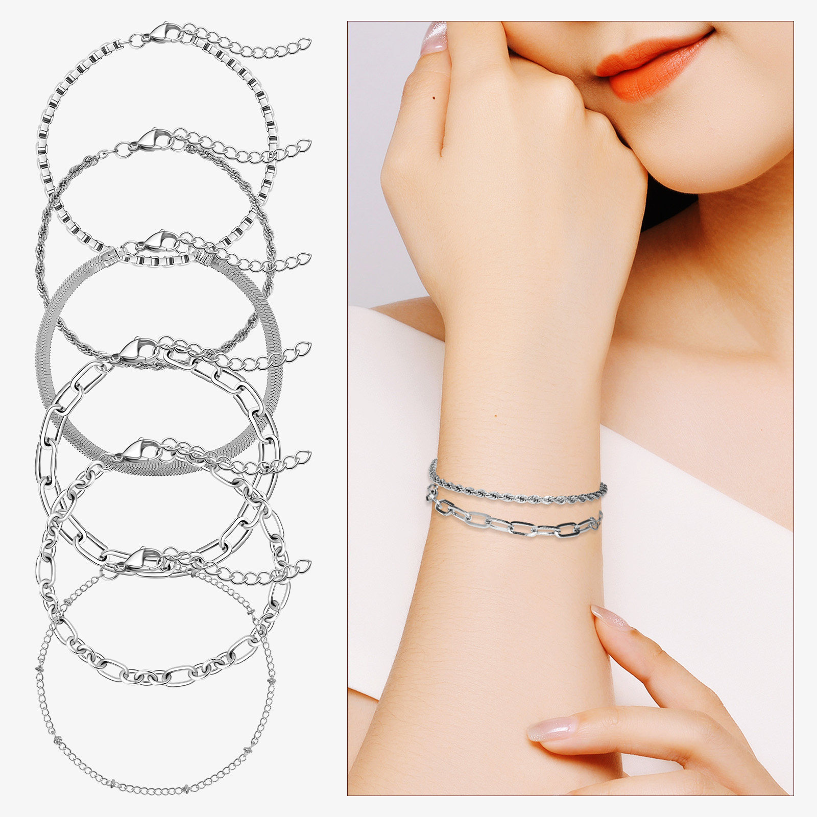 Formal Wear Jewelry For Women - 6개 세트 핸드 체인 미니멀리스트 레이어드