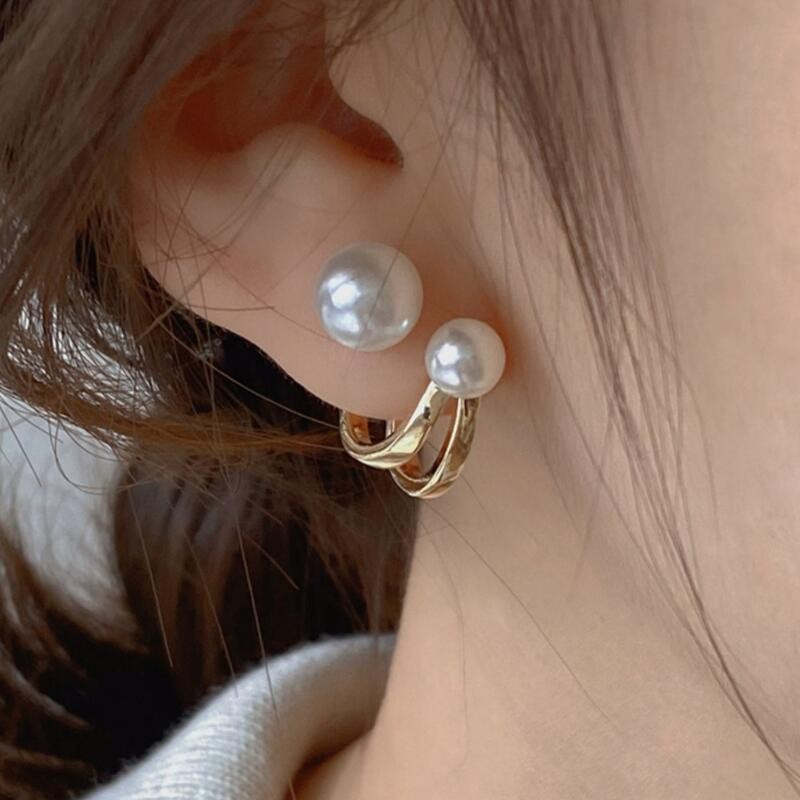 Pearl Earring Stud - 925 실버 니들 한국 패션 진주