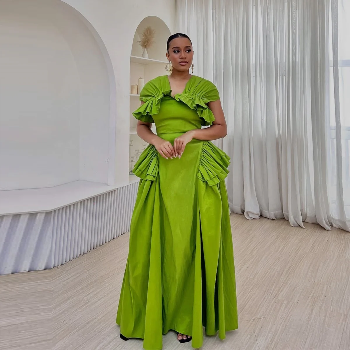 Women'S Formal Wear Plus Size - 2026 프리티 그린 플러스 사이즈 새틴