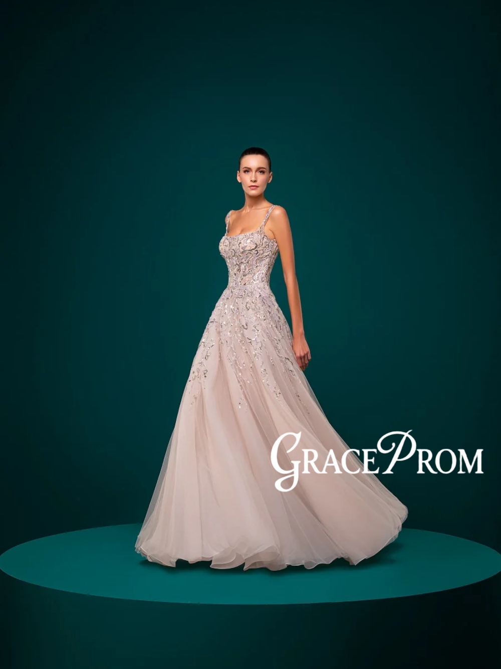 Women Formal Wear Dubai - 우아한 스퀘어넥 이브닝 드레스 두바이 A라인