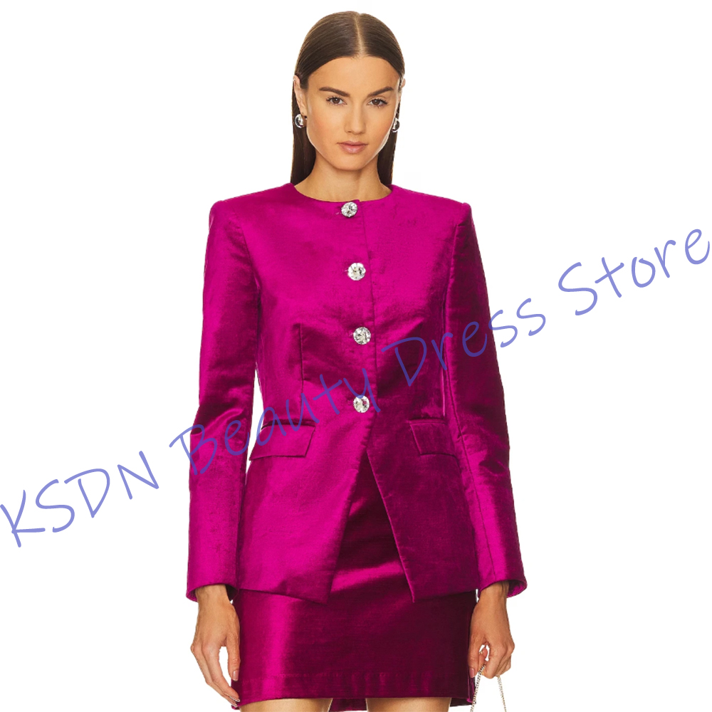Women'S Formal Wear Pants Suit - 시크한 여성용 싱글 브레스티드 수트 핫핑크