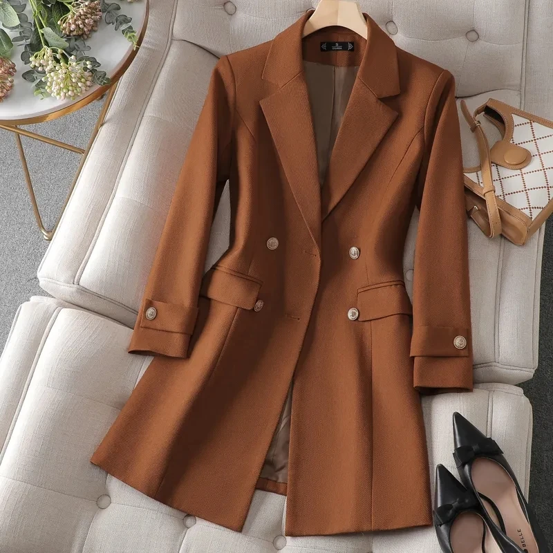 Women Formal Wear Black - 여성용 롱 블레이저 카키, 커피 블랙,