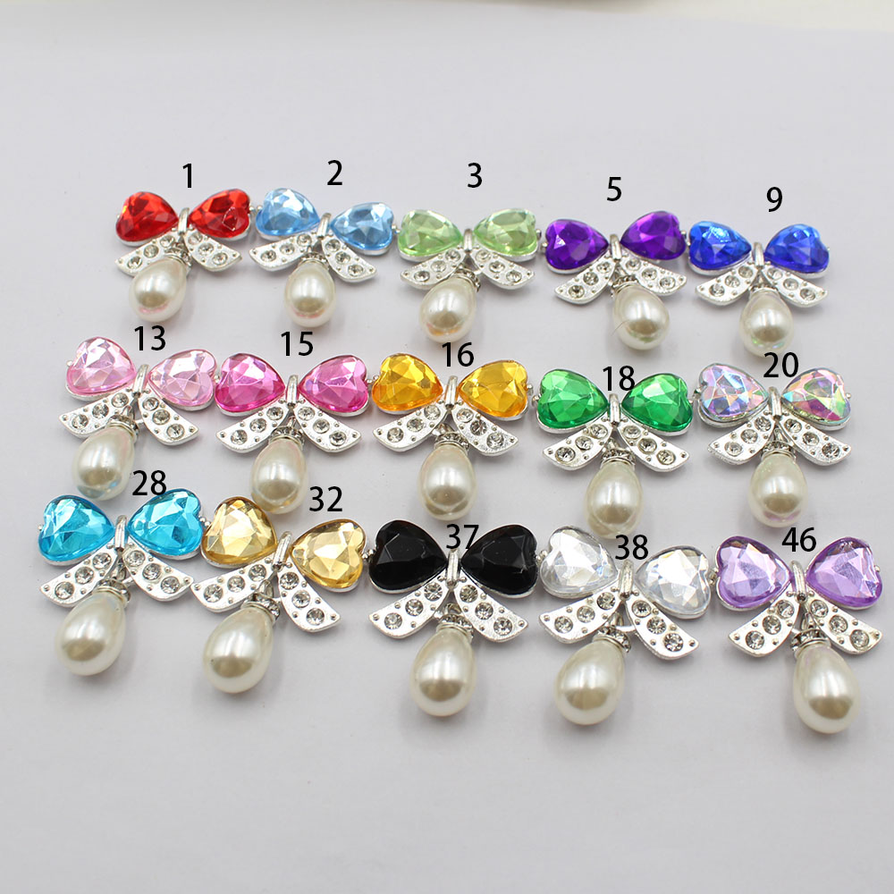 Pearl Earring Stud - 5개/세트 은합금 다이아몬드 장식 리본, 물방울