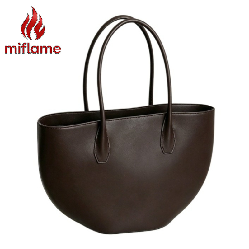 Shoulder Bag Structured - 여성용 숄더 토트백 고급 하프문 천연