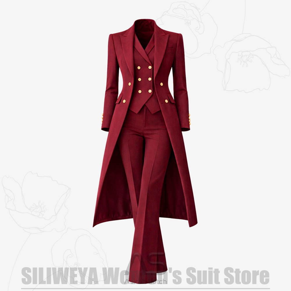 Women Formal Wear Vest - 여성 정장 3피스 더블 브레스티드 롱