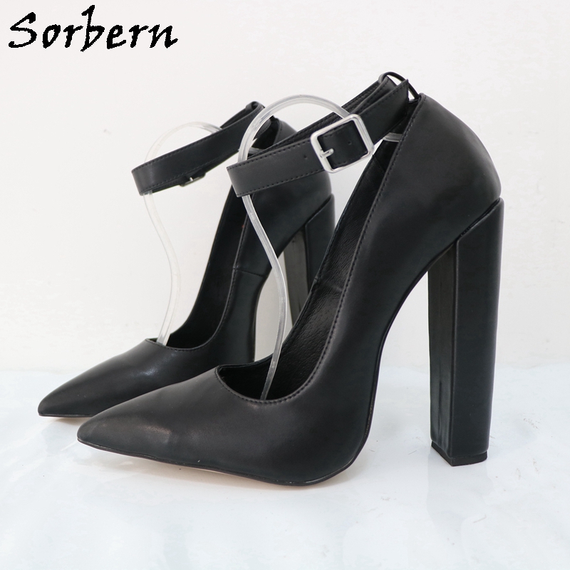 Pump Heel Block - Sorbern 여성용 펌프 슈즈 버클 발목