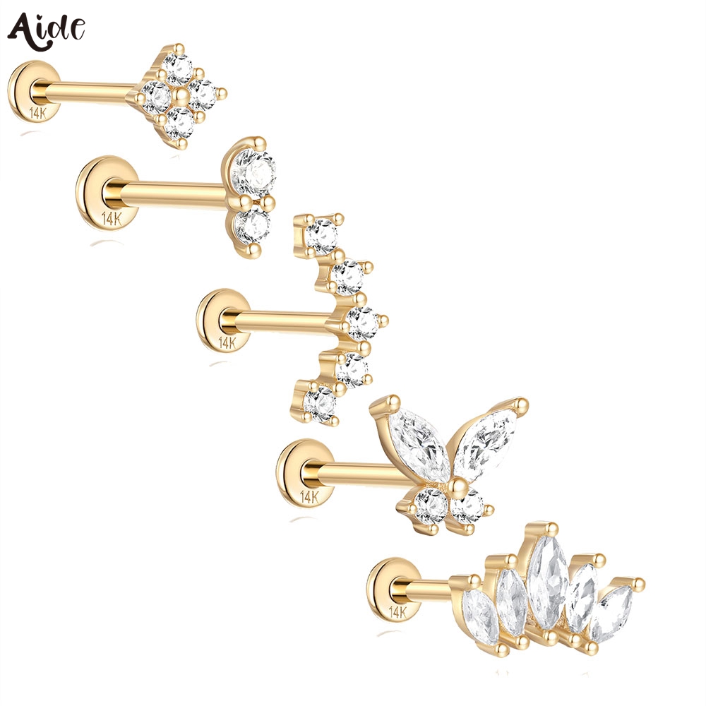 Pearl Earring Stud - 보좌관 DIY 지르콘 진주 귀걸이 14k