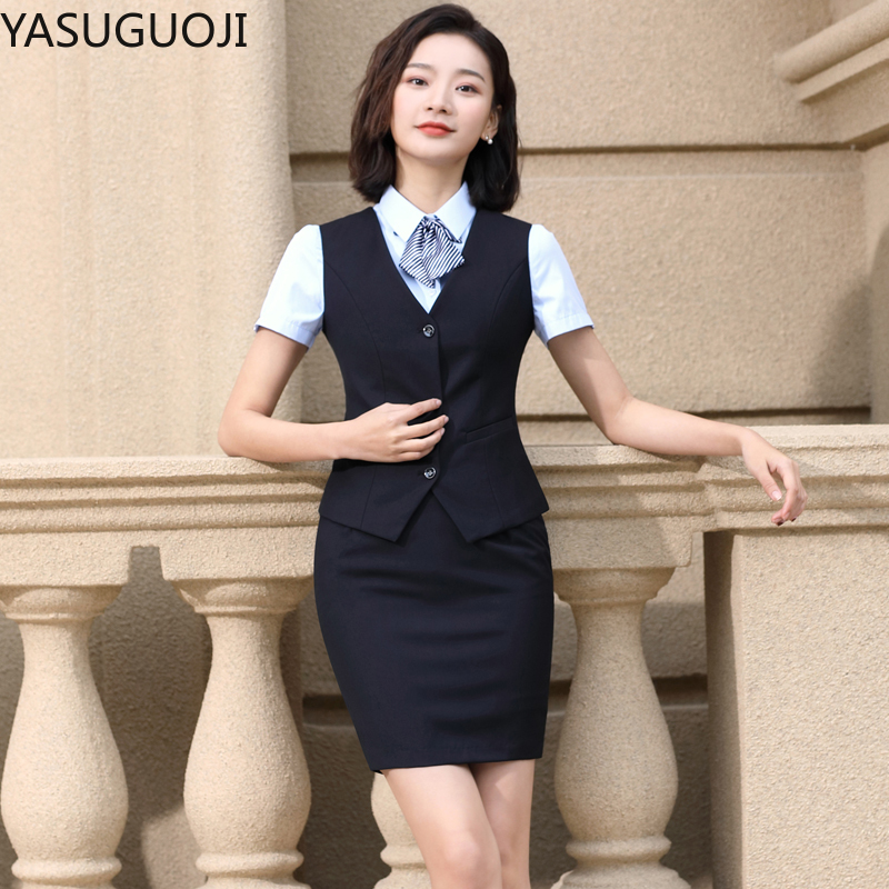 Women Formal Wear Vest - YASUGUOJI 우아한 패션 여성 조끼 작업복,