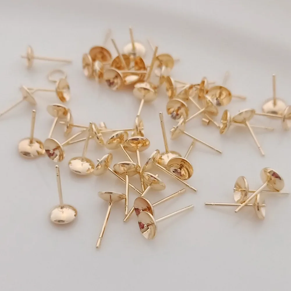 Pearl Earring Stud - 14K 금도금 비즈 액세서리, 반구멍 부착형