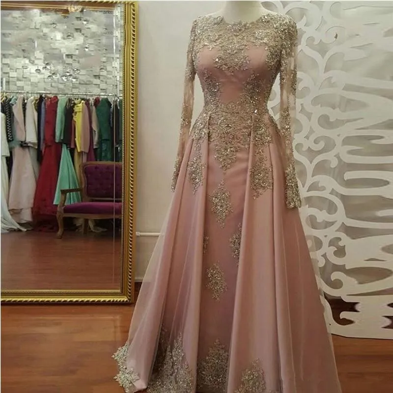 여성용 블러쉬 로즈 골드 롱 슬리브 이브닝 드레스, 레 - Women Formal Wear Dubai 리뷰 및 가격
