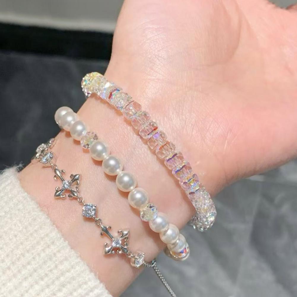 여성 팔찌 탄성 로프 인공 크리스탈 팔찌 비 페이딩 인 - Formal Wear Jewelry For Women 리뷰 및 가격