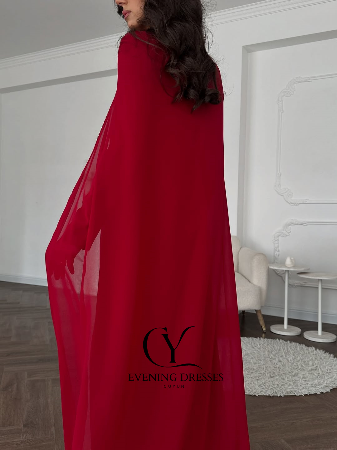 CUYUN 레드 사우디 여성 이브닝 드레스와 숄 맞춤형 - Women Formal Wear Dubai 리뷰 및 가격