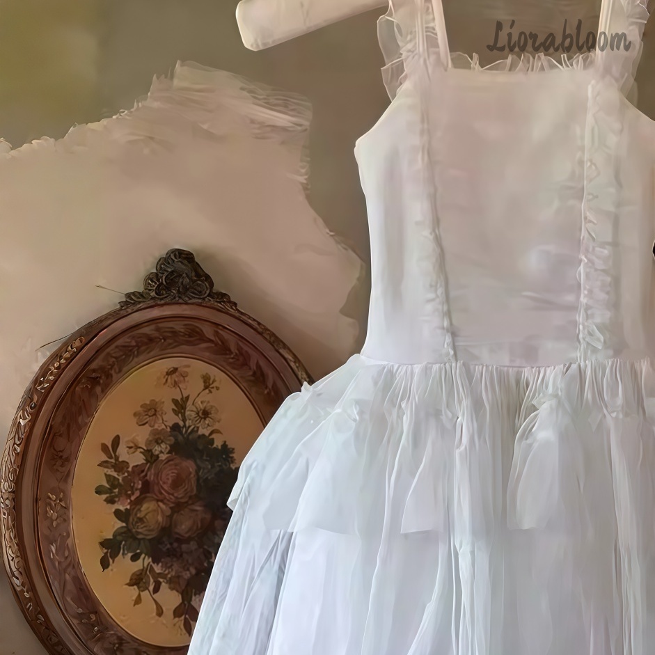 화이트 스파게티 스트랩 튤 플라워 걸 드레스 레이어드  - Formal Attire Woman 리뷰 및 가격