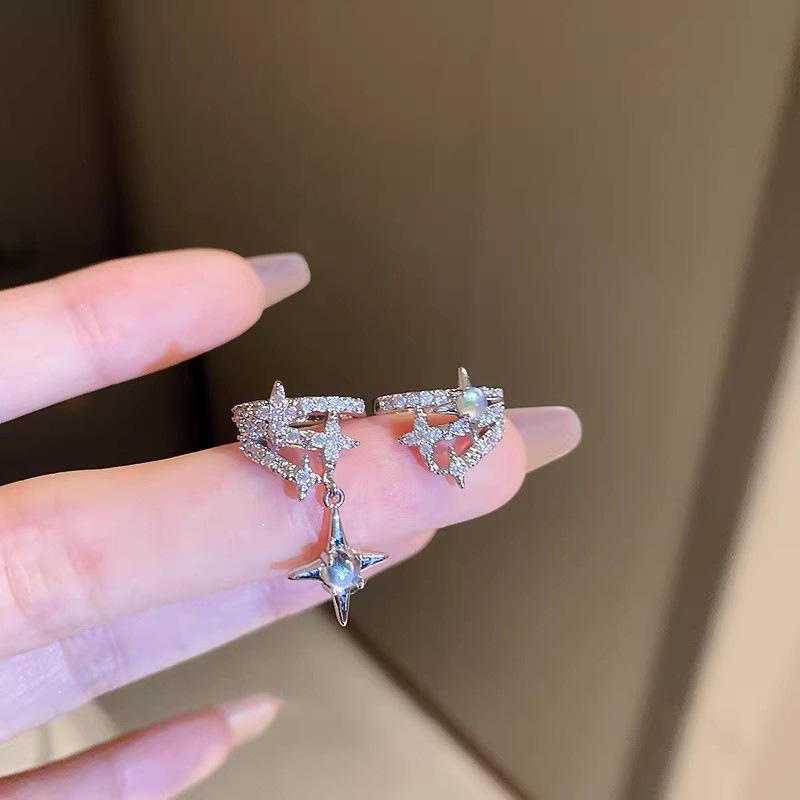 비피어싱 미니멀리스트 지르콘 귀걸이 1쌍 비대칭 디자인 - Formal Wear Jewelry For Women 리뷰 및 가격
