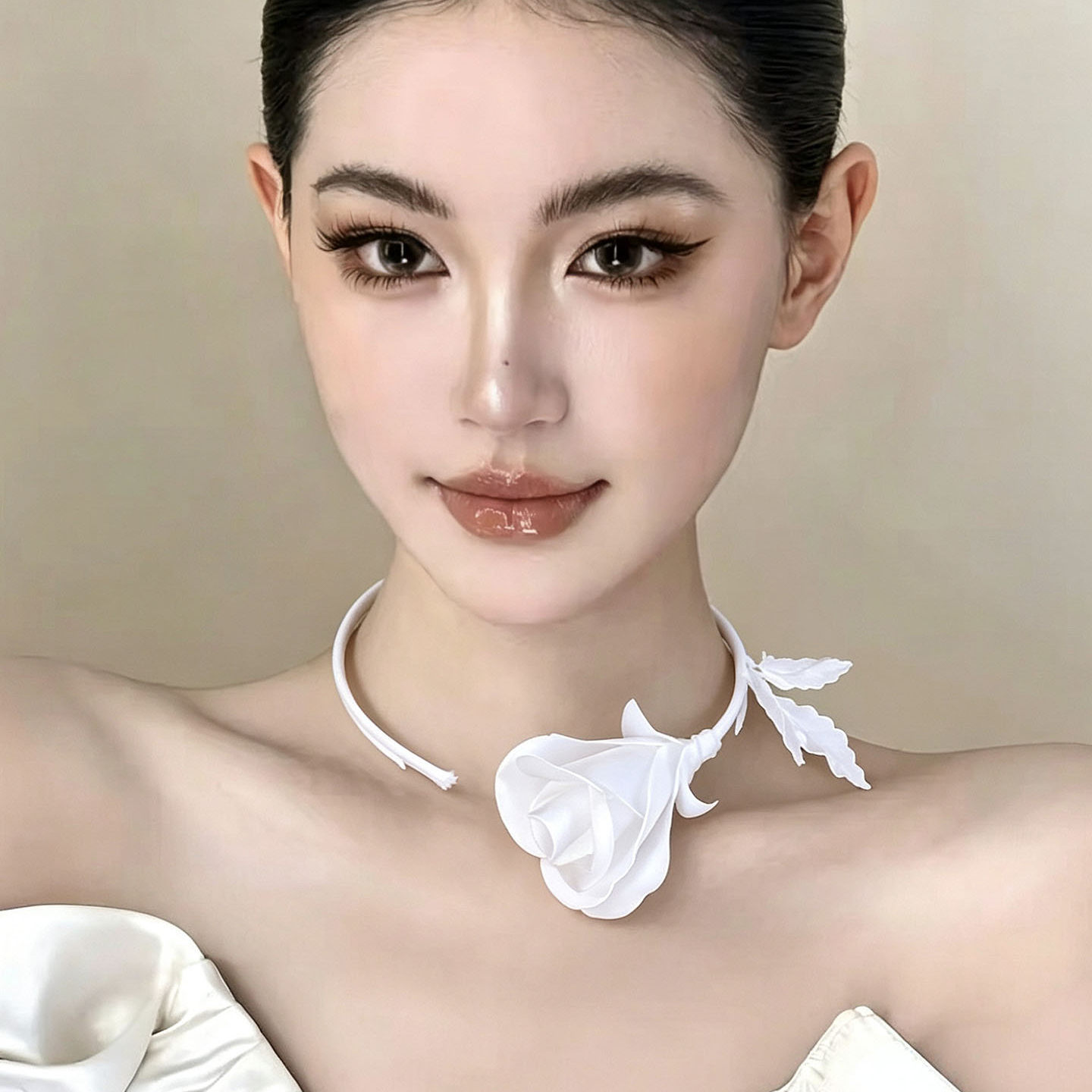패션 주얼리 수제 화이트 블랙 로즈 꽃 목걸이 여성 여 - Formal Wear Jewelry For Women 리뷰 및 가격