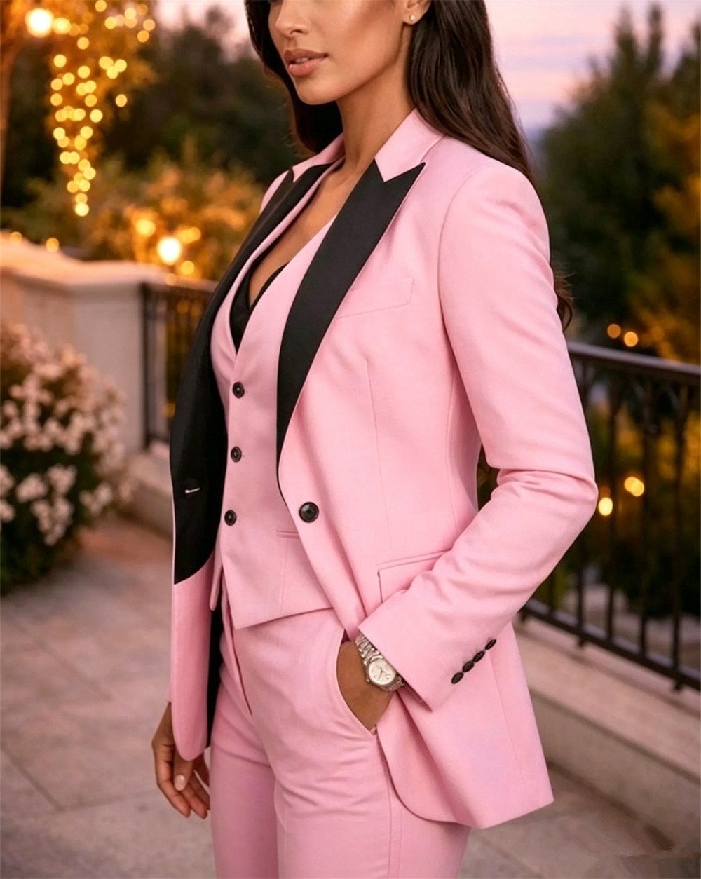 핑크 우아한 여성 정장 3종 맞춤형 페인트슈트 여성 정 - Women Formal Wear Vest 리뷰 및 가격
