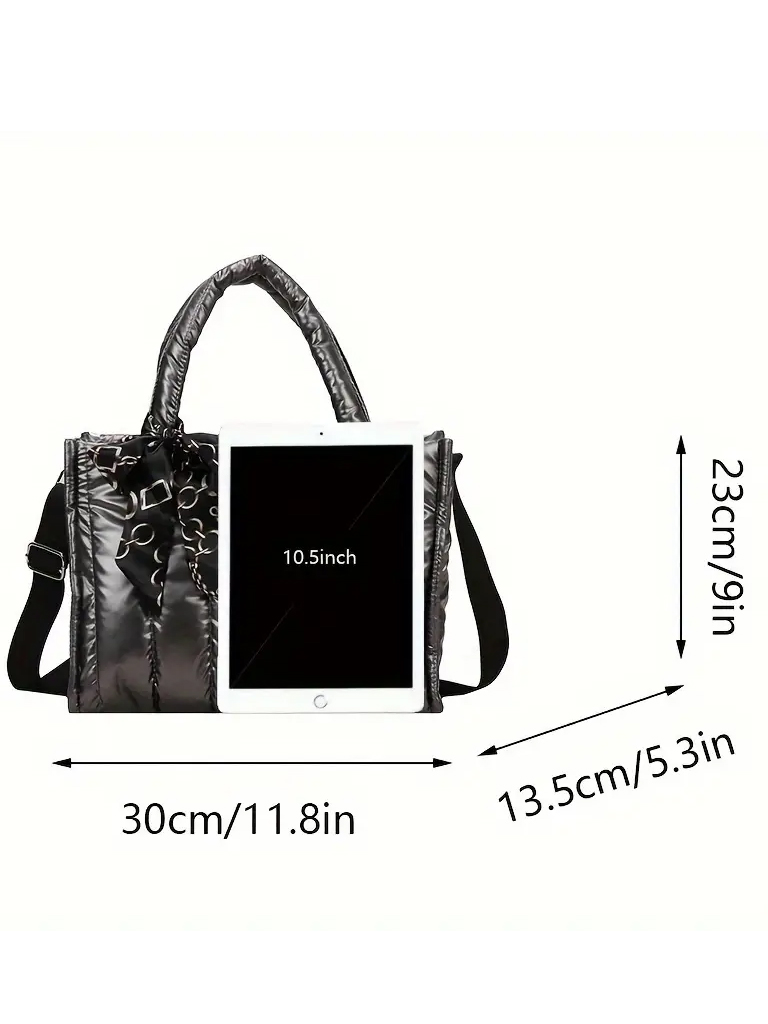 실크 스카프가 있는 우아한 여성용 토트백, 악센트 퀼트 - Shoulder Bag Structured 리뷰 및 가격