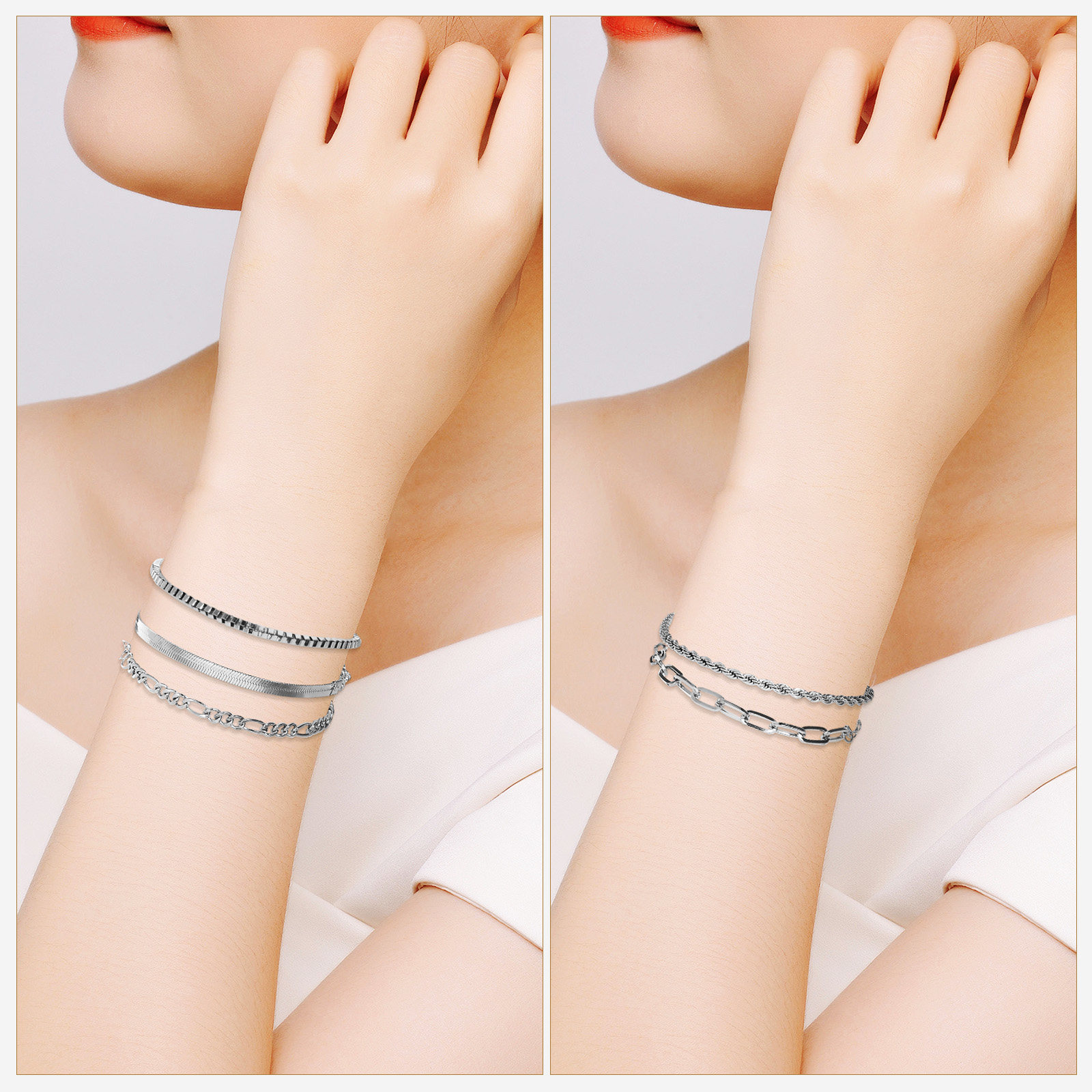 6개 세트 핸드 체인 미니멀리스트 레이어드 팔찌, 스태 - Formal Wear Jewelry For Women 리뷰 및 가격