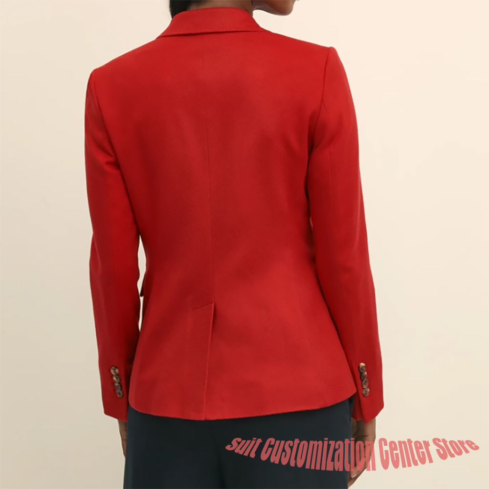여성용 네이비 울 의류 싱글 브레스티드 투피스 (재킷+ - Women'S Formal Wear Pants Suit 리뷰 및 가격