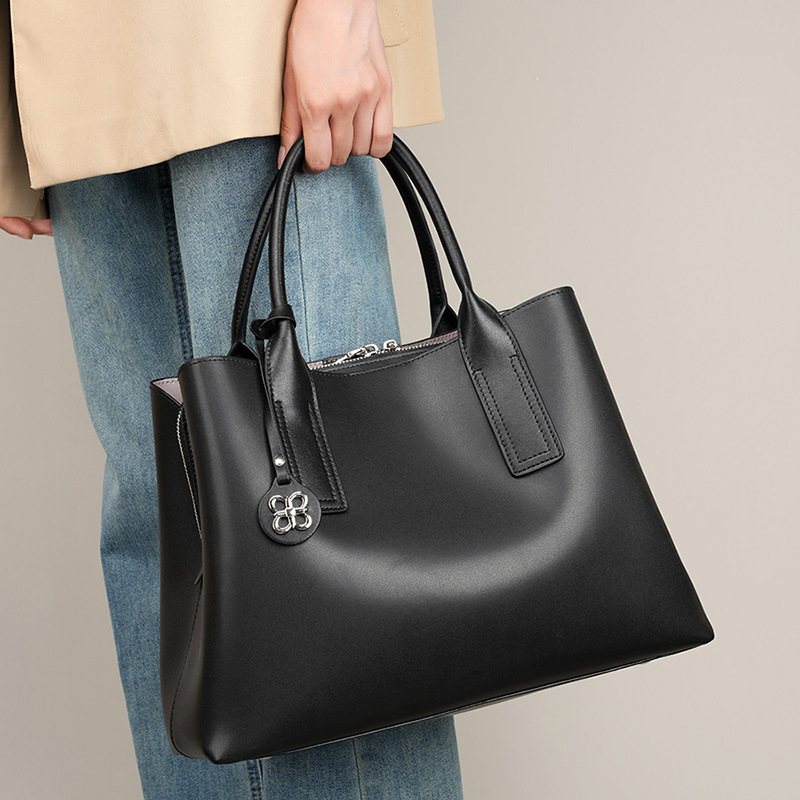 여성용 블랙 천연 가죽 스트럭쳐드 토트백, 탑 핸들 숄 - Shoulder Bag Structured 리뷰 및 가격