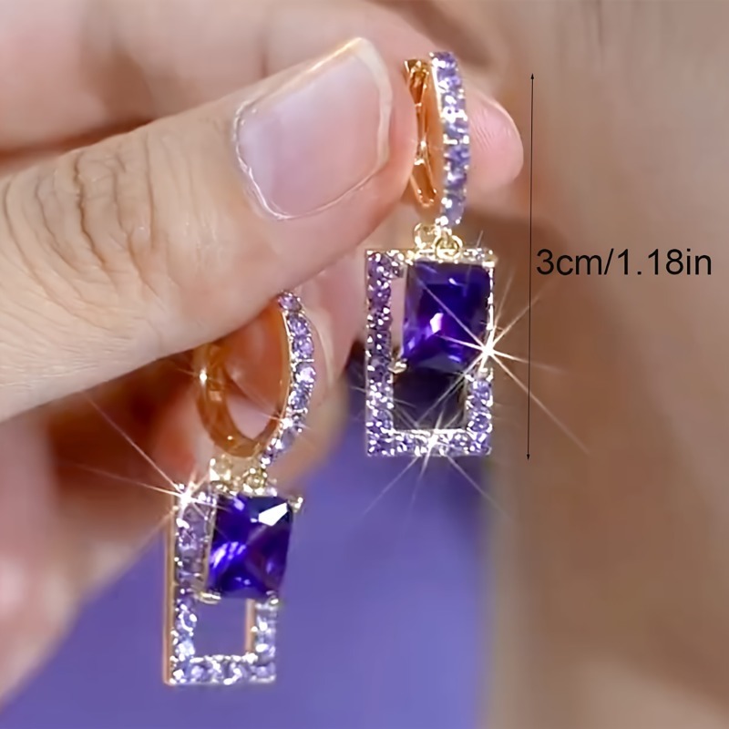 우아하고 고급스러운 기하학적 사각형 보라색 컬러 귀걸이 - Formal Wear Jewelry For Women 리뷰 및 가격