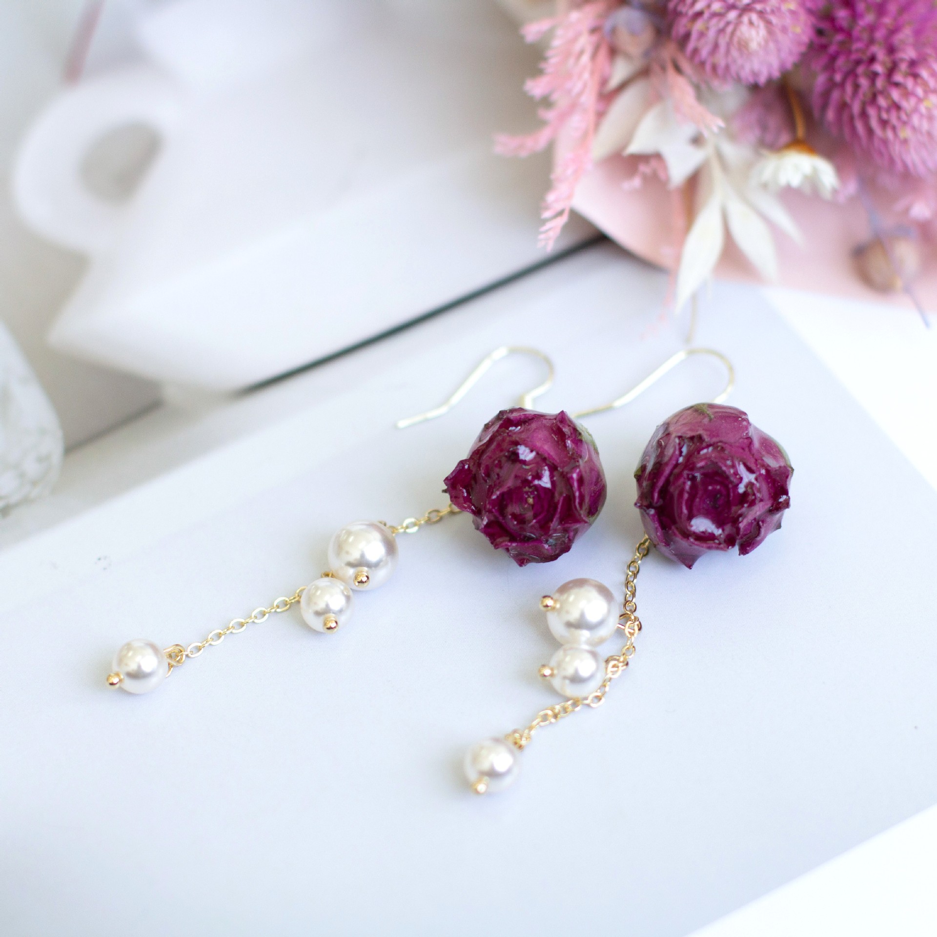 우아한 불멸의 장미 진주 태슬 귀걸이 멀티컬러 천연 장 - Pearl Earring Stud 리뷰 및 가격
