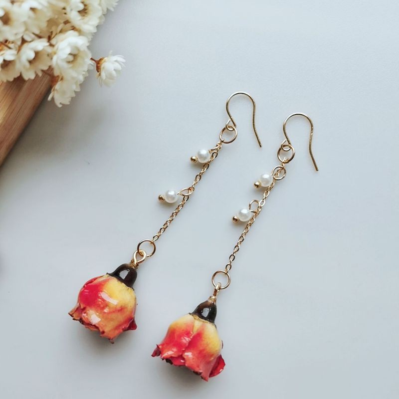 우아한 불멸의 장미 진주 태슬 귀걸이 멀티컬러 천연 장 - Pearl Earring Stud 리뷰 및 가격