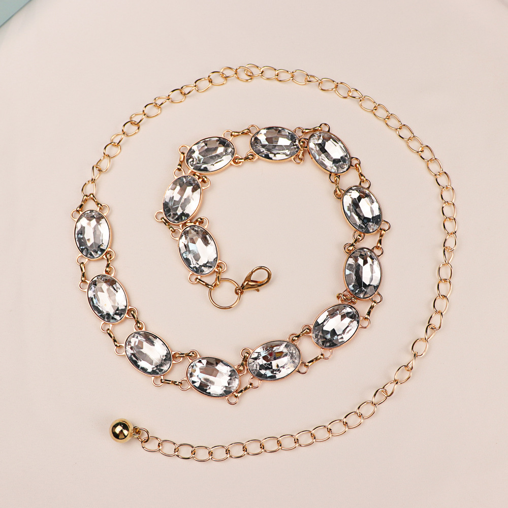 세련된 라인스톤 허리 체인 여성용 골드 메탈 벨트 드레 - Formal Wear Jewelry For Women 리뷰 및 가격