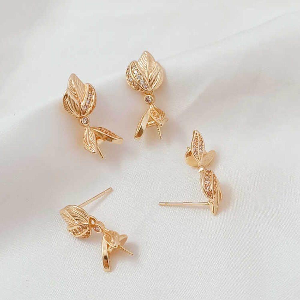 14K 마이크로 지르코늄 바로크 브러쉬드 목련꽃 수제  - Pearl Earring Stud 리뷰 및 가격
