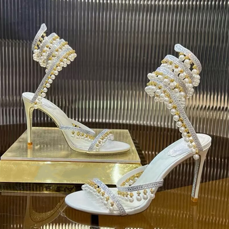 럭셔리 라인스톤 진주 태슬 여성 글래디에이터 샌들 섹시 - Women'S Formal Wear To A Wedding 리뷰 및 가격