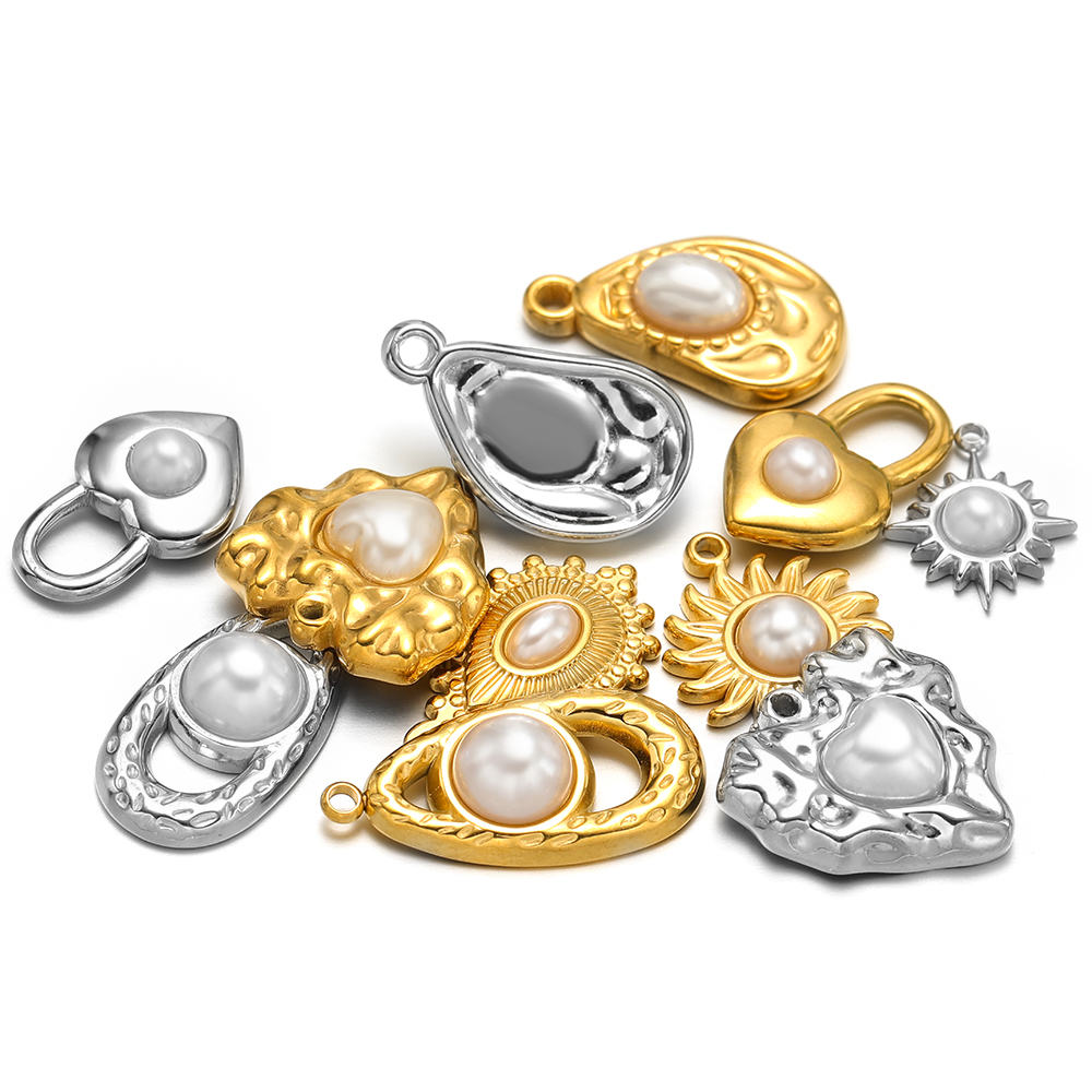 5pcs 스테인레스 스틸 모조 진주 잠금 심장 태양 목 - Pearl Earring Stud 리뷰 및 가격