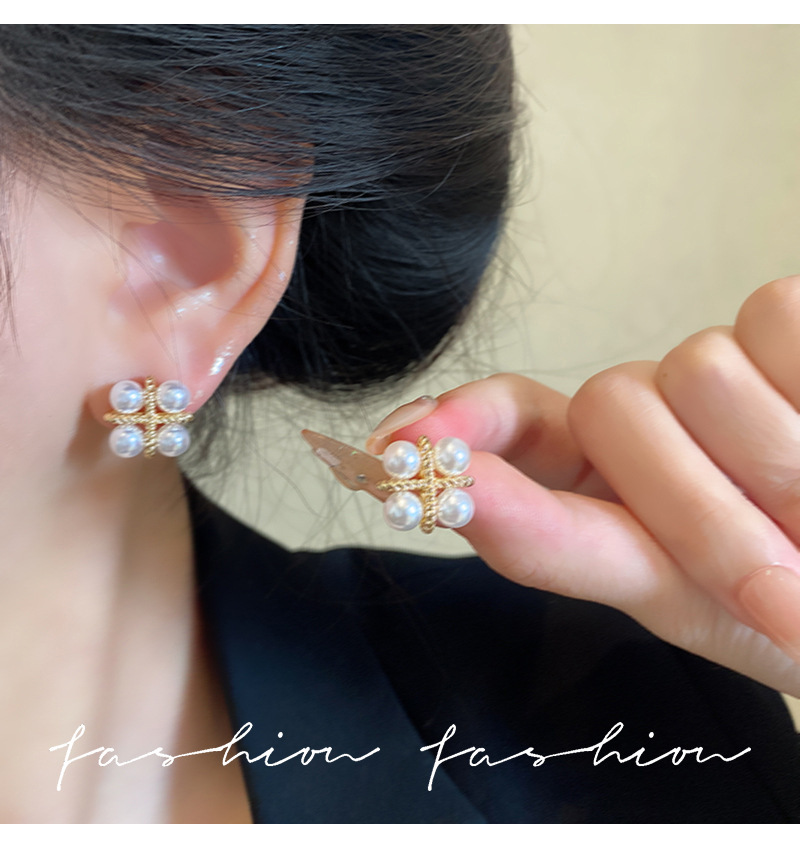 925 실버 니들 한국 패션 크로스 진주 귀걸이 여성용 - Pearl Earring Stud 리뷰 및 가격