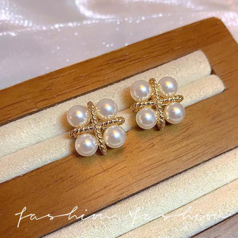 925 실버 니들 한국 패션 크로스 진주 귀걸이 여성용 - Pearl Earring Stud 리뷰 및 가격