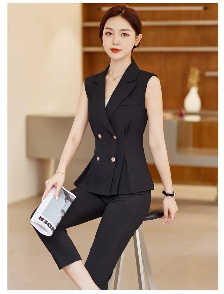 여성 우아한 팬츠슈트 2피스 세트 바지와 조끼 & 웨이 - Women Formal Wear Vest 리뷰 및 가격