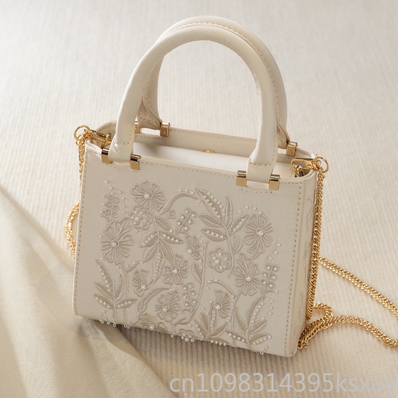 자수 진주 핸드백 빈티지 우아한 구조화된 탑 핸들 숄더 - Shoulder Bag Structured 리뷰 및 가격