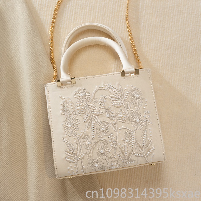 자수 진주 핸드백 빈티지 우아한 구조화된 탑 핸들 숄더 - Shoulder Bag Structured 리뷰 및 가격
