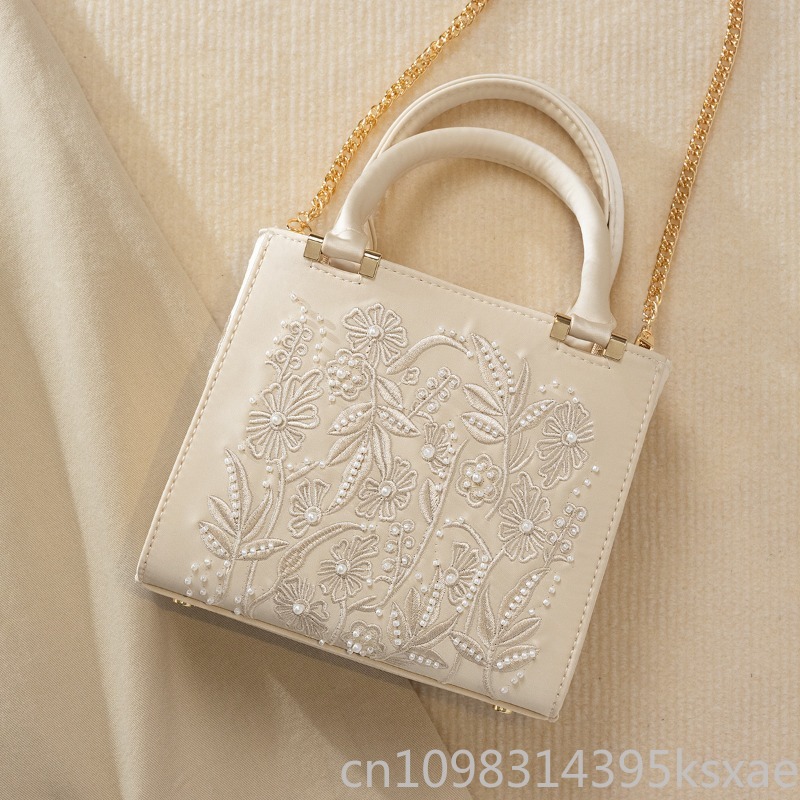 자수 진주 핸드백 빈티지 우아한 구조화된 탑 핸들 숄더 - Shoulder Bag Structured 리뷰 및 가격