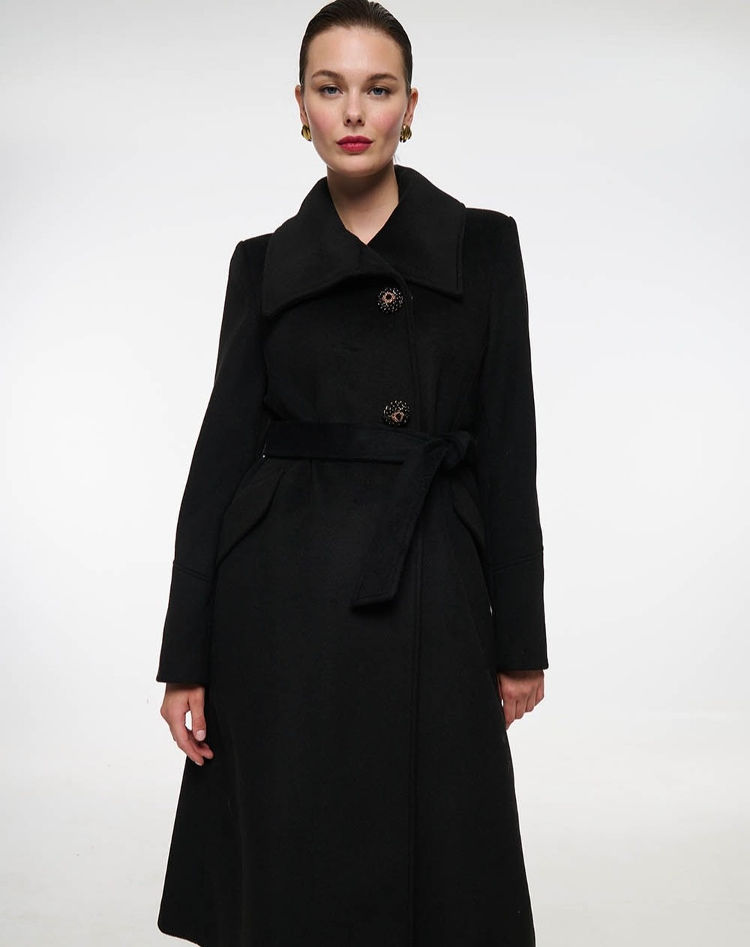 빈티지 블랙 스탠드 칼라 여성 울 코트 플러스 사이즈  - Women'S Formal Wear Plus Size 리뷰 및 가격