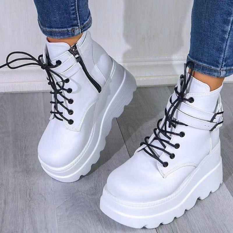 봄과 가을 9.5cm 두꺼운 단독 색상 차단 여성 부츠 - Pump Heel Block 리뷰 및 가격
