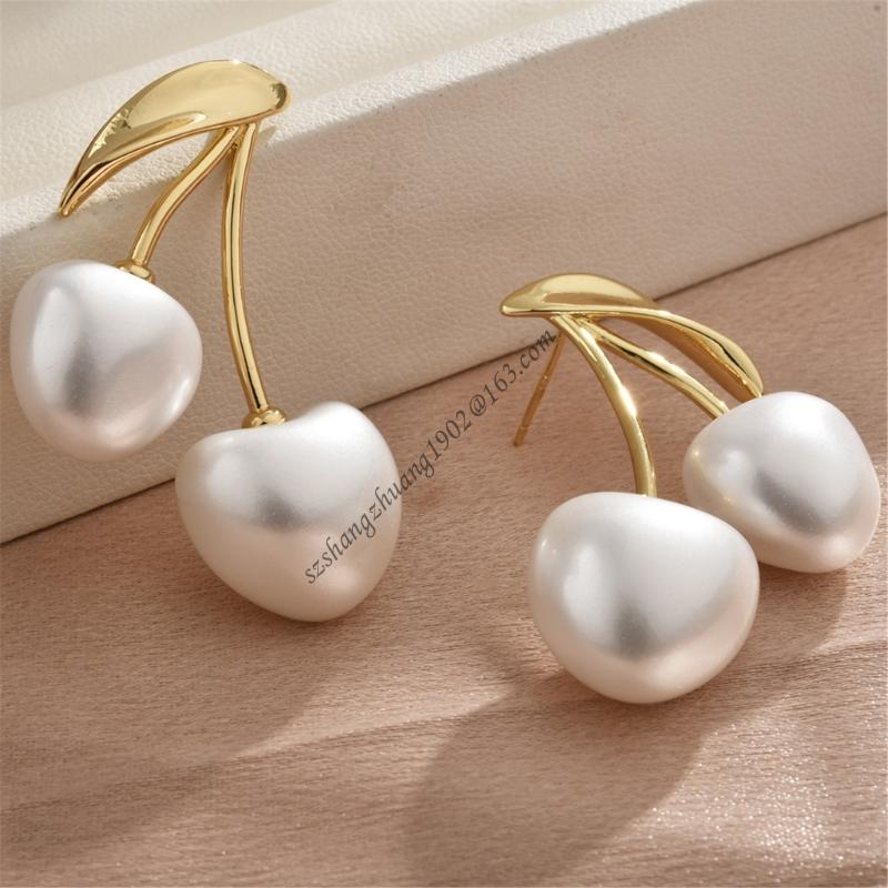 체리 꽃송이 진주 귀 보석 체리 진주 드롭 귀걸이 매일 - Formal Wear Jewelry For Women 리뷰 및 가격