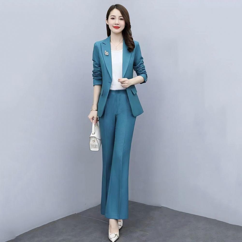 2피스/세트 여성 정장 코트 팬츠 세트 턴다운 칼라 긴 - Women'S Formal Wear Pants Suit 리뷰 및 가격