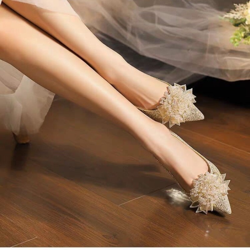 라인스톤 플라워 블록 힐 싱글 슈즈 패션 포인티드 토  - Pump Heel Block 리뷰 및 가격