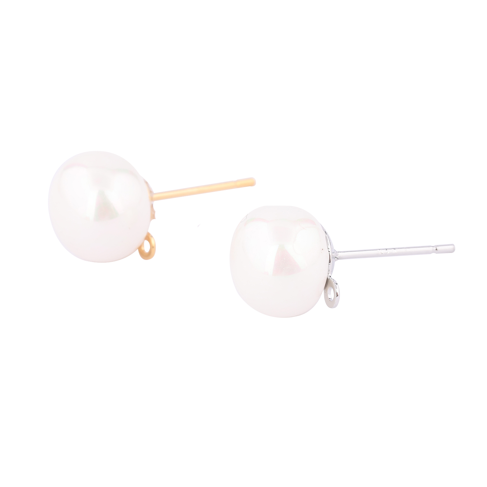 10pcs 구리 화이트 K 골드 도금 진주 귀걸이 포스 - Pearl Earring Stud 리뷰 및 가격