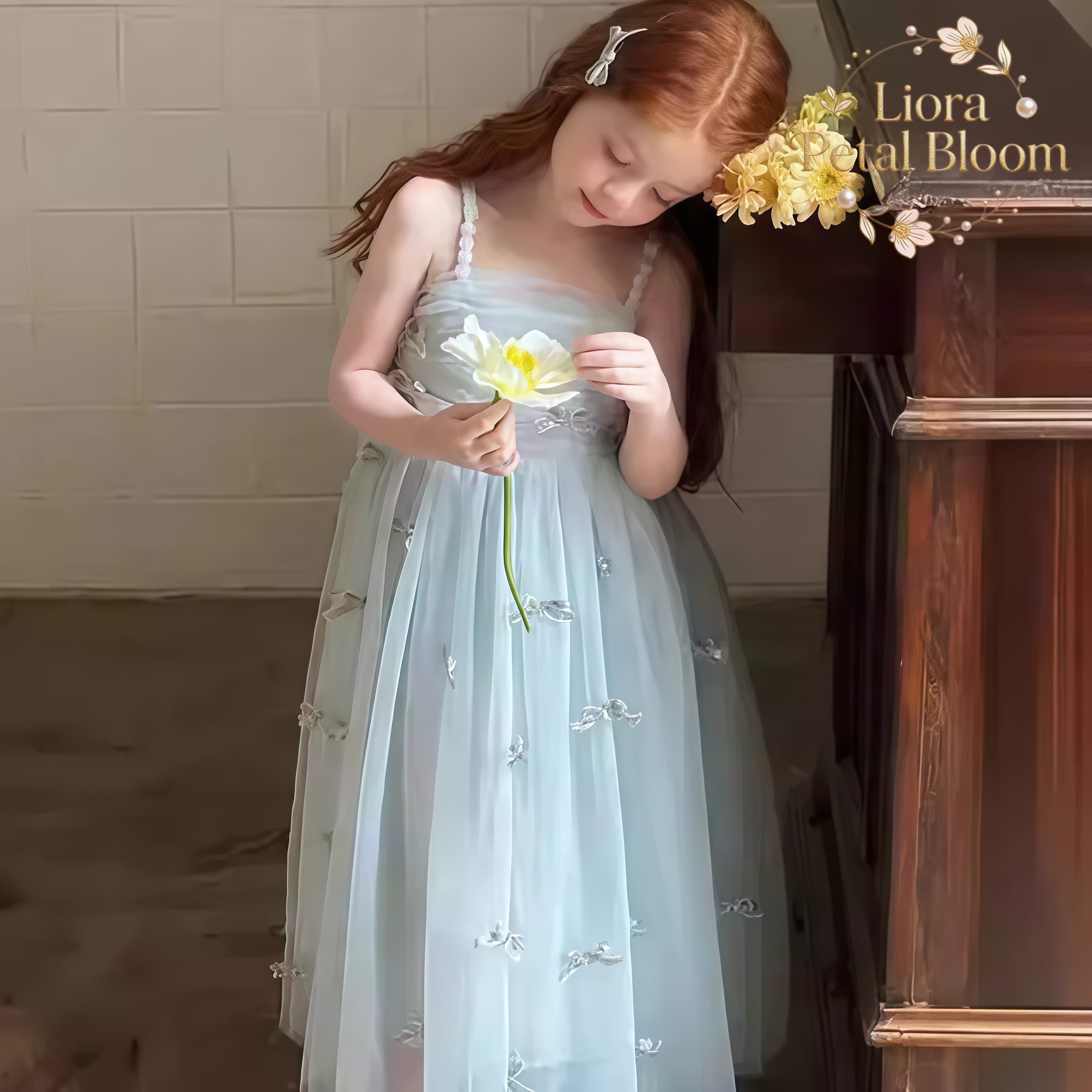 여아용 블루 리본 장식 드레스 여아용 고급스러운 정장  - Formal Attire Woman 리뷰 및 가격